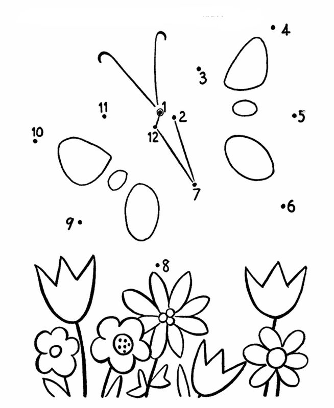 ausmalbild Schmetterling und Blumen
